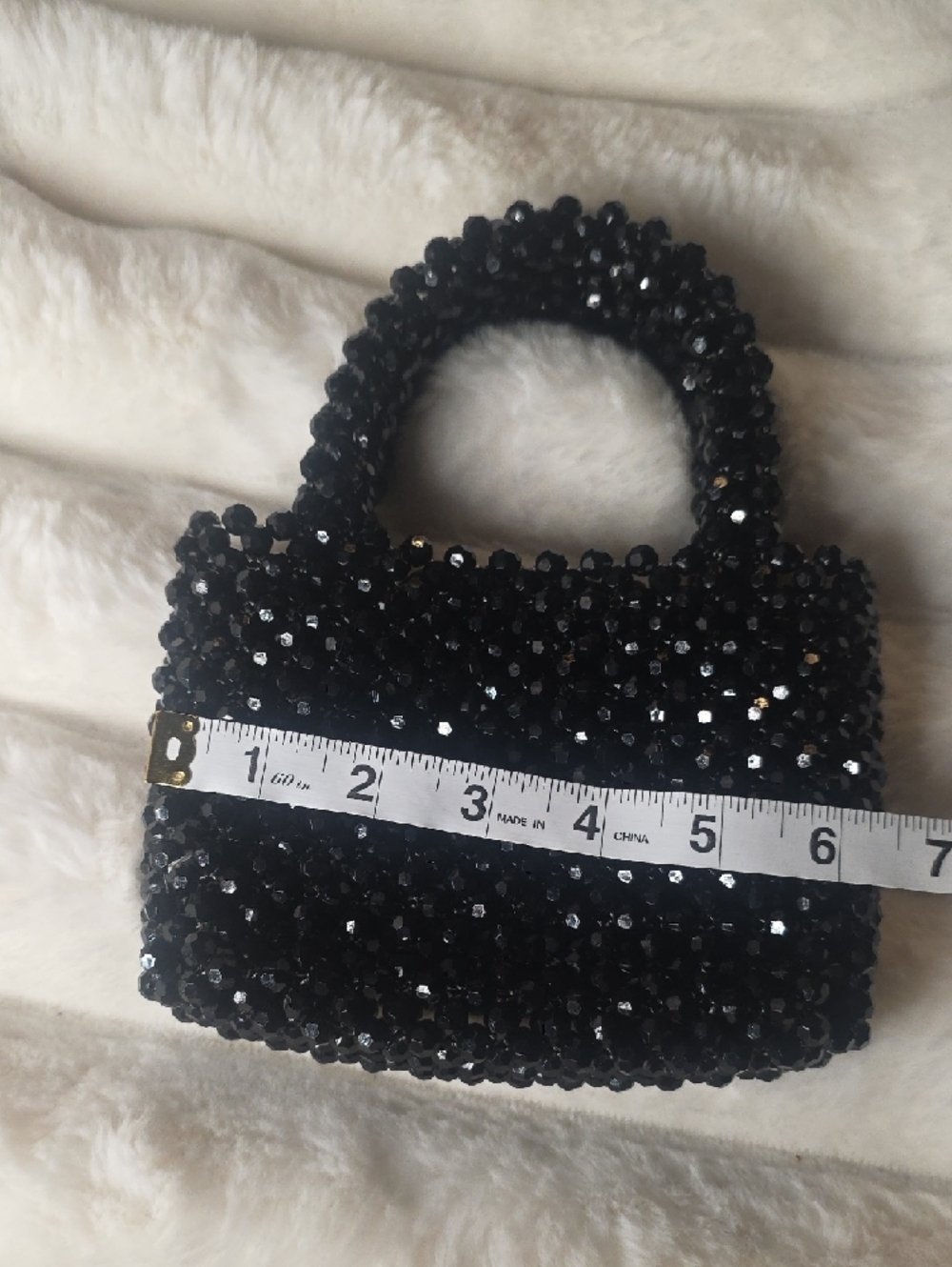 Black Beaded Handbag - Classic Evening Tote - Picture 2 of 5